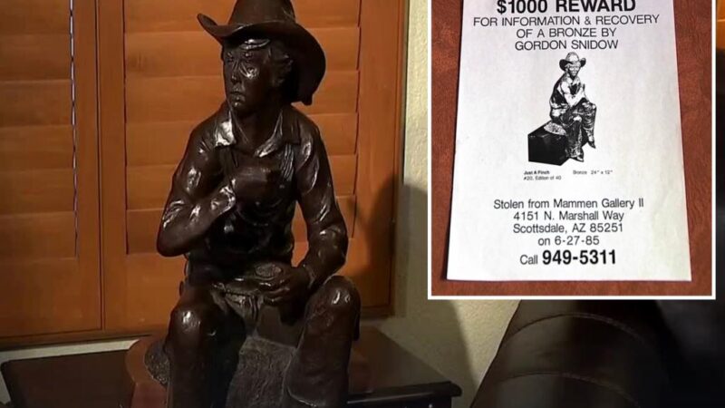 Arizona bronze cowboys statue returned after stolen from Scottsdale Mammen Gallery