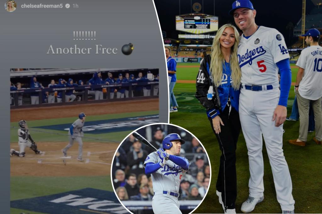 Freddie Freeman’s wife celebrates his historic World Series home run