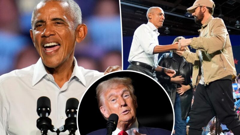 Barack Obama raps Eminem’s ‘Lose Yourself’ at Kamala Harris rally