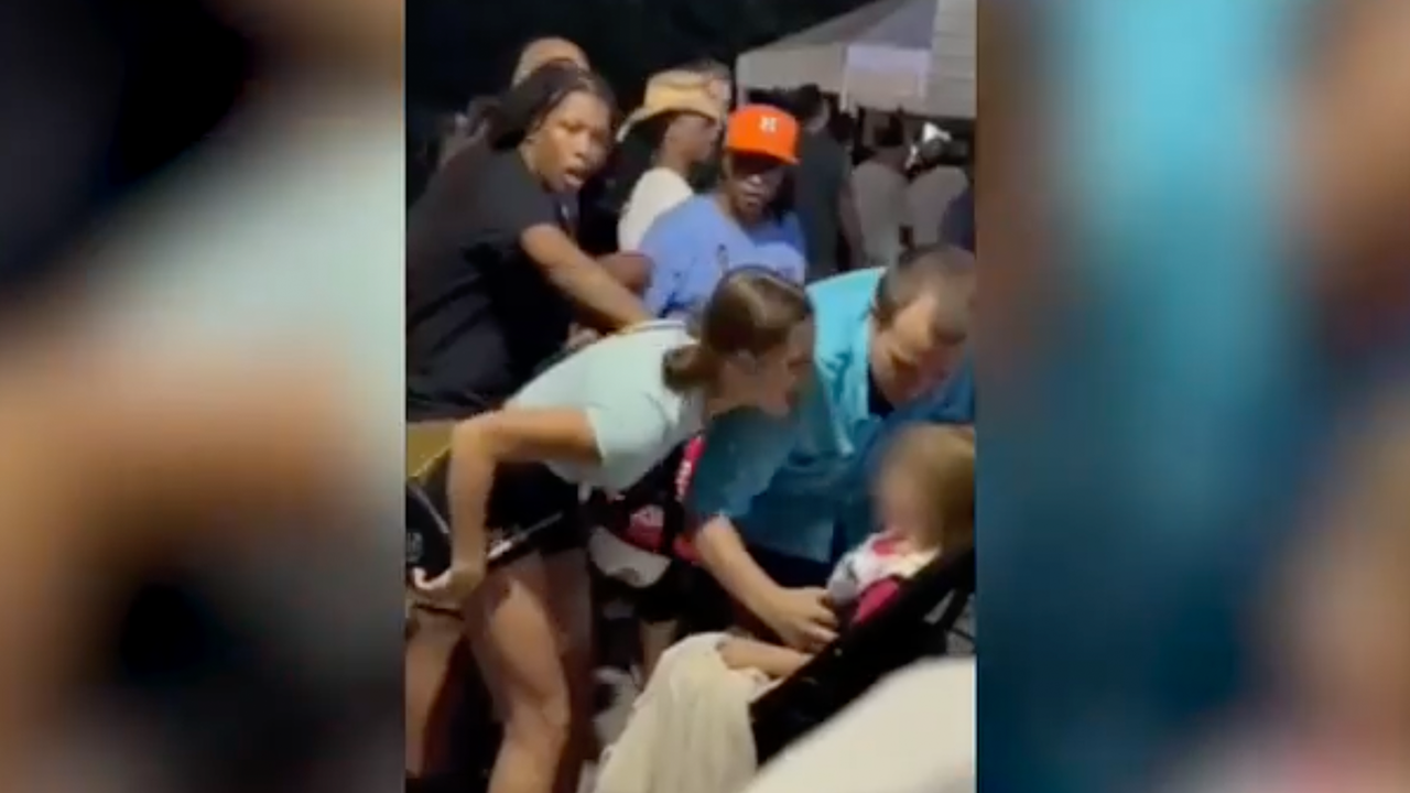 Harris rallygoer screams at baby in stroller in shocking viral video