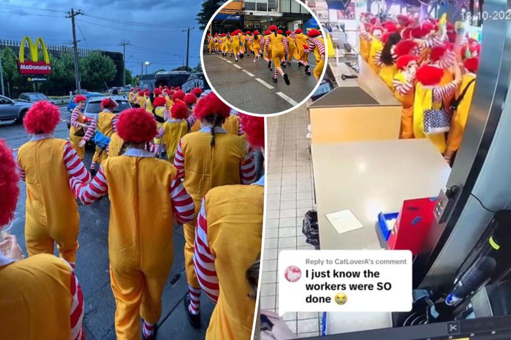 Catholic schoolgirls storm McDonalds in viral prank