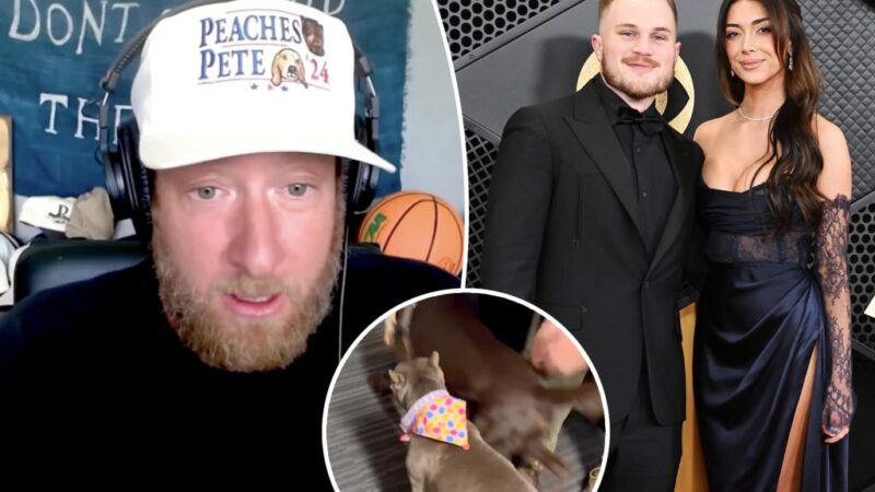 Dave Portnoy fumes at Zach Bryan for allegedly kicking his rescue dog Miss Peaches out of dressing room as Brianna Chickenfry details breakup