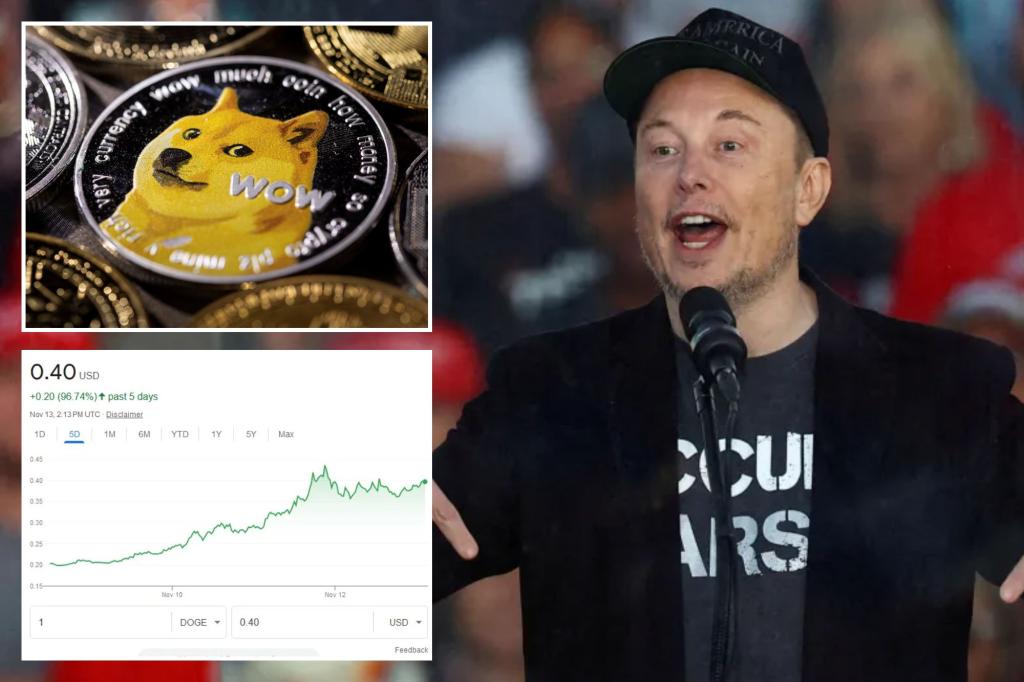 Dogecoin surges after Trump announces Elon Musk-led agency