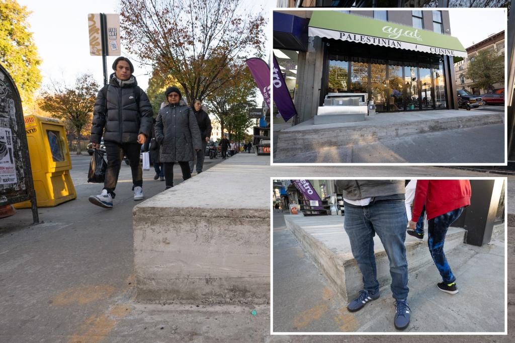 Giant concrete slab outside NYC Palestinian eatery baffles