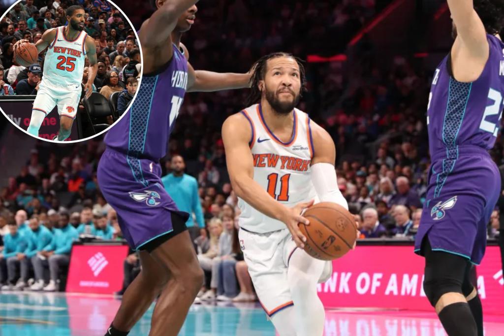 Jalen Brunson bails out Knicks as Mikal Bridges bottoms out against lowly Hornets