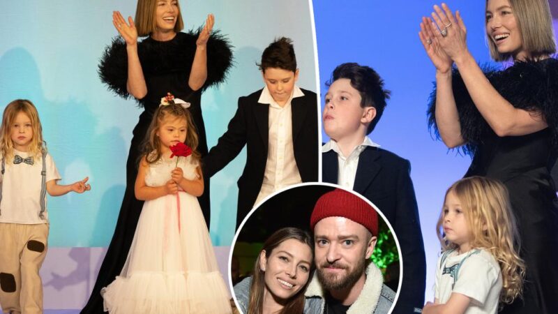 Jessica Biel makes rare appearance with her and Justin Timberlake’s 2 sons at charity fashion show