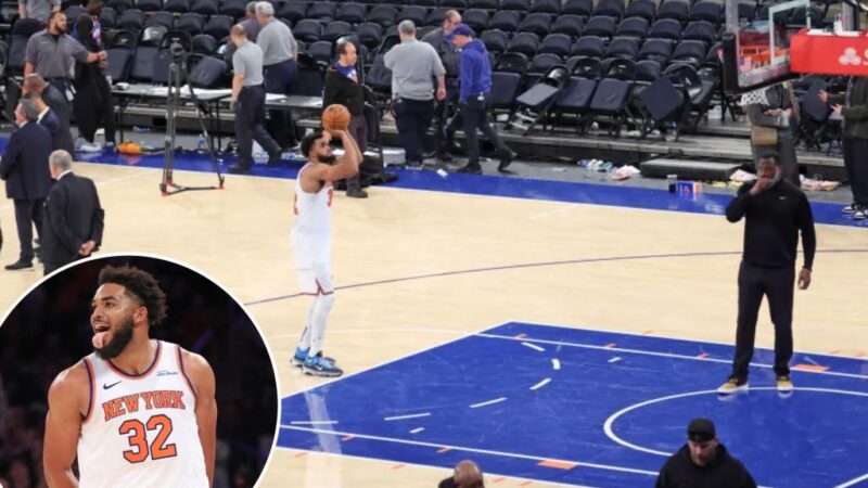 Knicks’ Karl-Anthony Towns shoots free throws after monster night