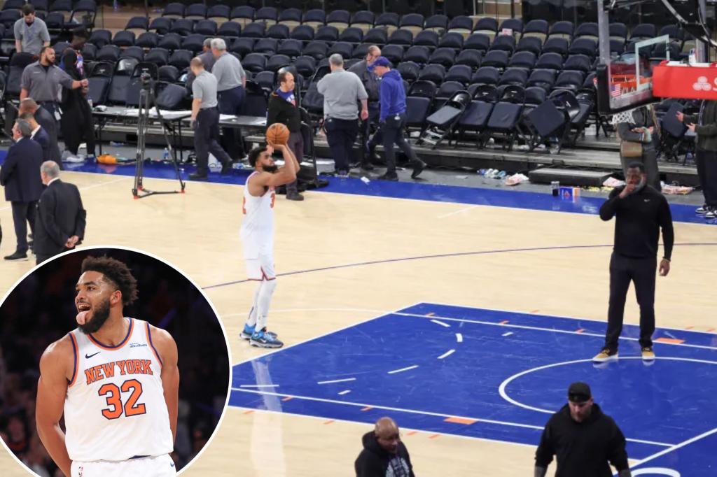 Knicks’ Karl-Anthony Towns shoots free throws after monster night