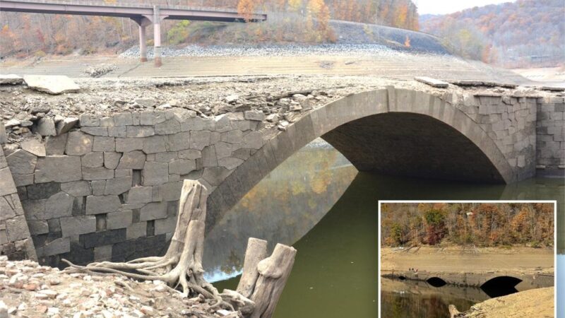 Pennsylvania Great Crossings Bridge closed as drought reveals underwater bridge