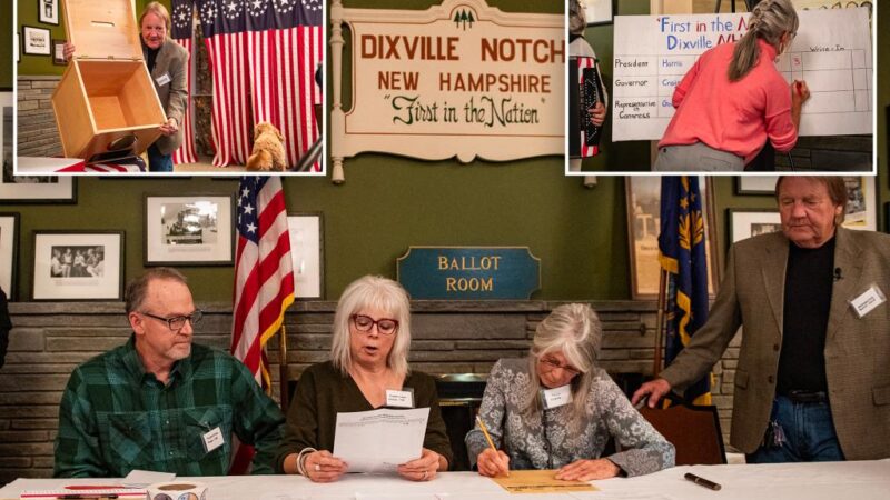 Trump, Harris split 6 votes cast in Dixville Notch, New Hampshire, as Election Day kicks off