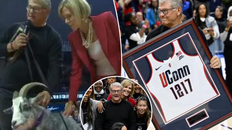 UConn unveils a real goat to celebrate Geno Auriemma’s milestone