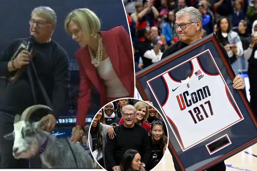 UConn unveils a real goat to celebrate Geno Auriemma’s milestone