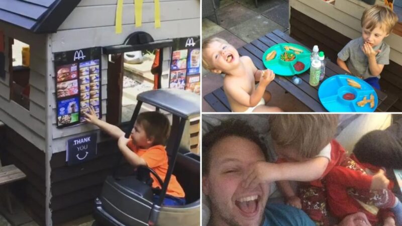 Dad creates mini McDonald’s drive-thru for kids — for $50