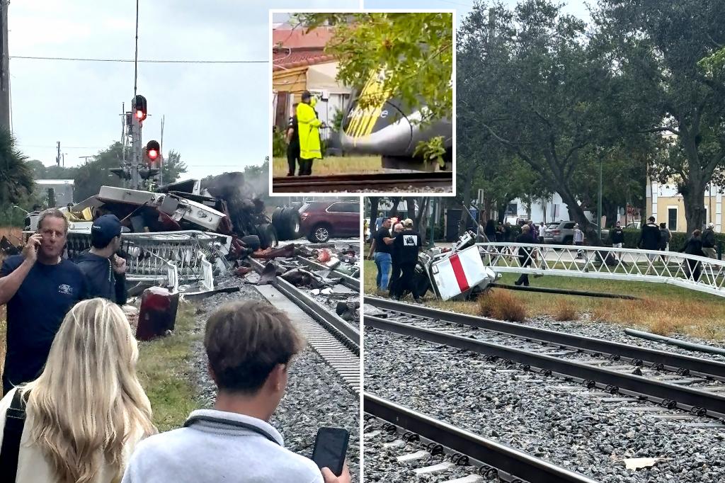 Florida train slams into fire truck, leaving firefighters, passengers injured