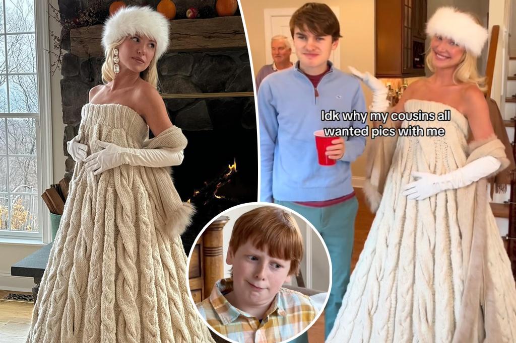 Influencer wears $9,000 sweater dress to casual Thanksgiving