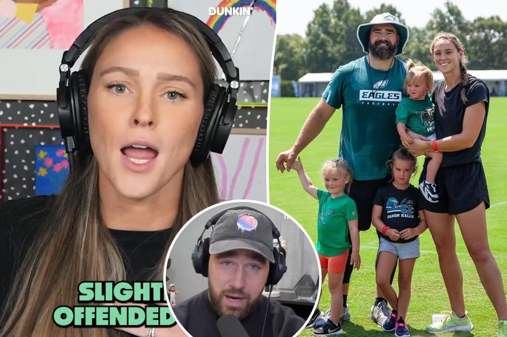 Pregnant Kylie Kelce jokes she’s ‘slightly offended’ people think her daughter resembles Travis Kelce