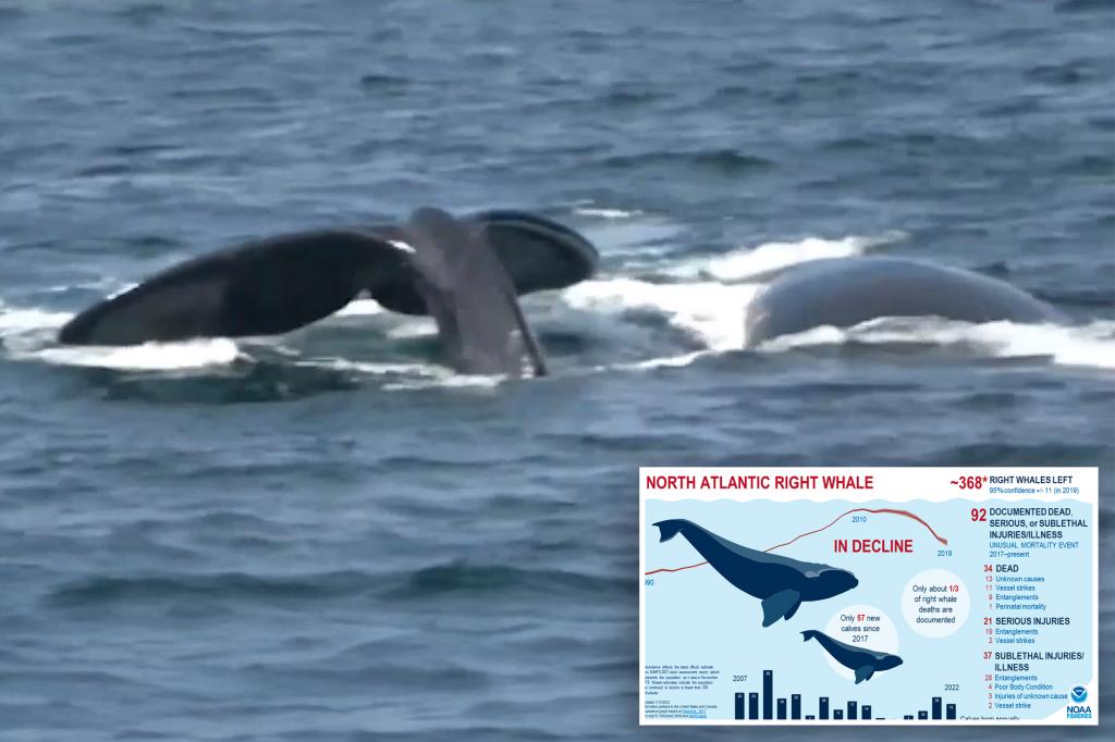 2 entangled right whales spotted off coast of Massachusetts