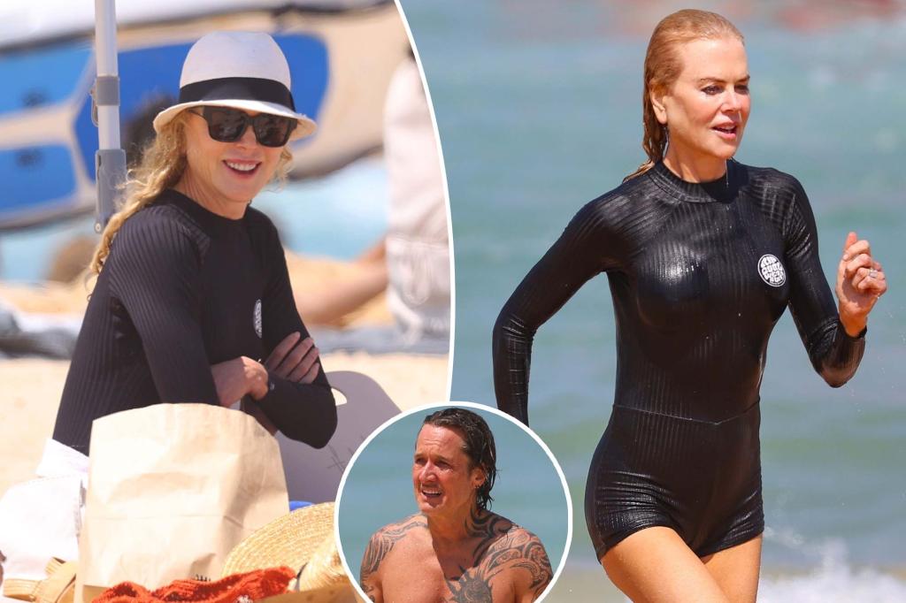 Nicole Kidman stuns as beach ‘babygirl’ in skintight wetsuit