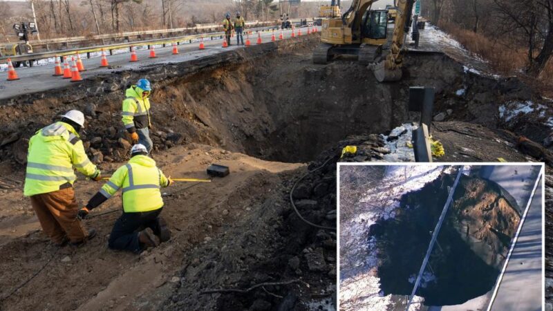 Huge sinkhole along I-80 in NJ caused by abandoned mineshaft