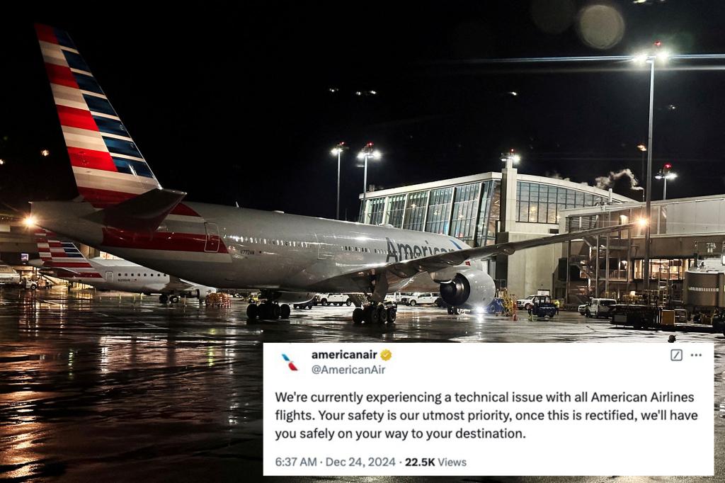 American Airlines flights grounded nationwide on Christmas Eve due to ‘technical issue’ with thousands of holiday travelers impacted