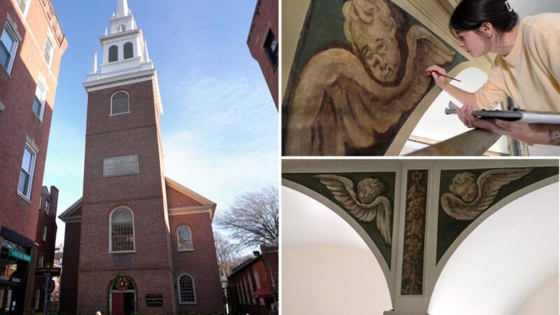 Centuries-old angels revealed beneath layers of paint at Boston church made famous by Paul Revere