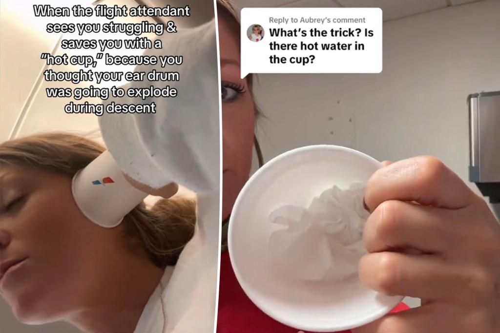 Flight attendant’s ‘hot cup method’ relieves woman’s ear pain