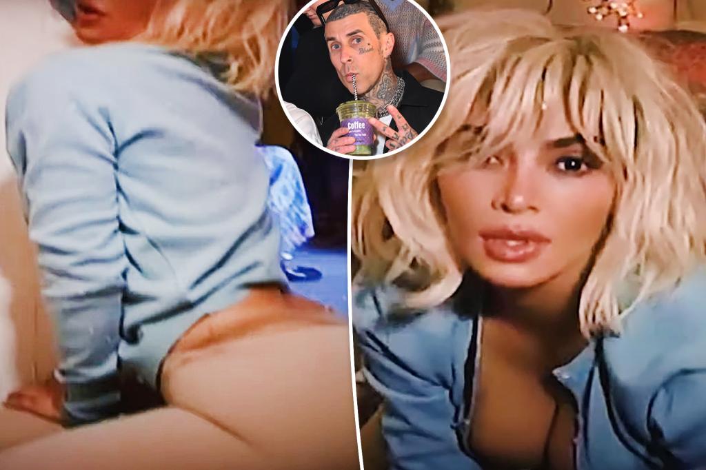 Kim Kardashian smolders in Travis Barker-produced ‘Santa Baby’ music video