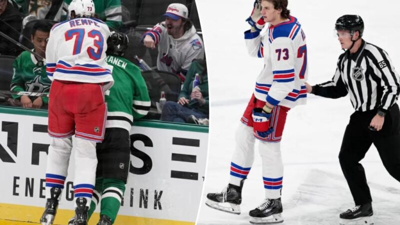 Rangers’ Matt Rempe suspended eight games for hit on Miro Heiskanen