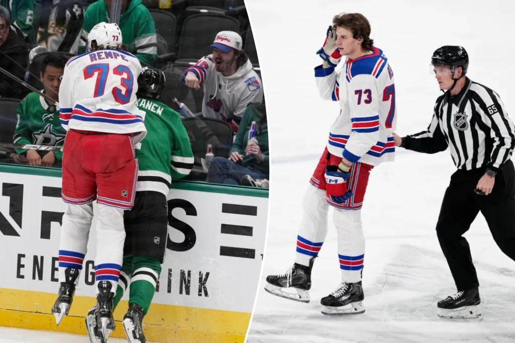 Rangers’ Matt Rempe suspended eight games for hit on Miro Heiskanen