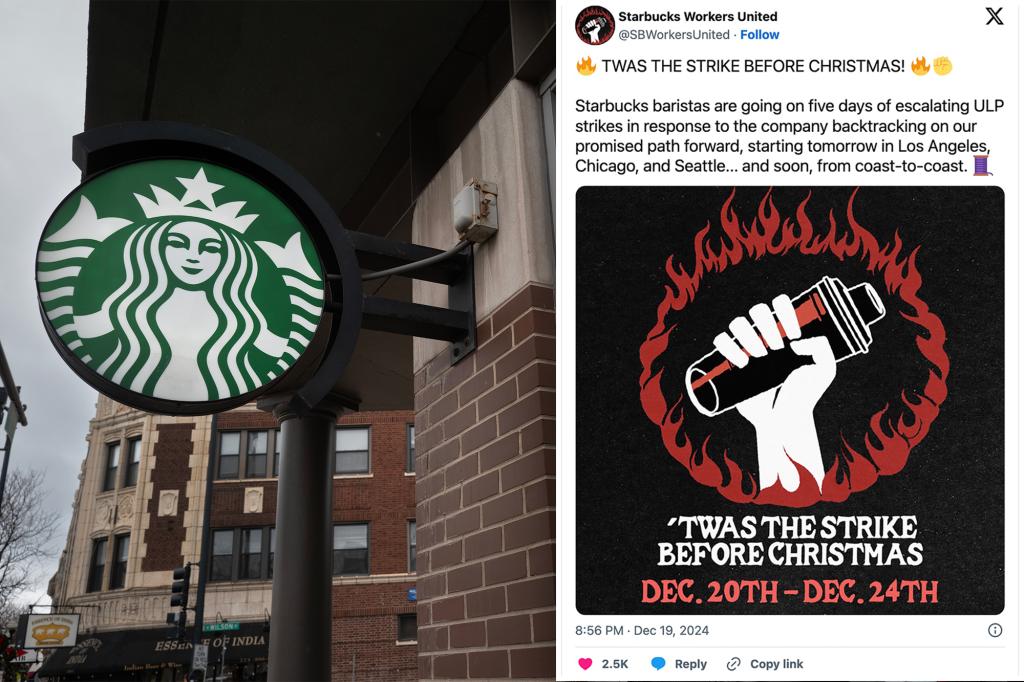 Starbucks says workers’ pay demands ‘not sustainable’ as union strikes