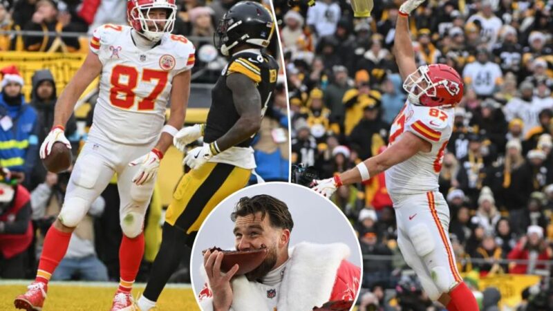 Travis Kelce had Christmas to remember with history, cake, ‘Happy Gilmore’