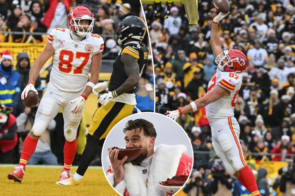 Travis Kelce had Christmas to remember with history, cake, ‘Happy Gilmore’