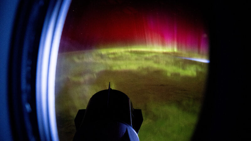 Red and Green Aurora Move Through Earth’s Atmosphere