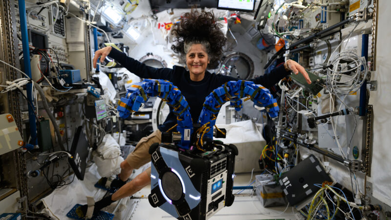 Astronaut Suni Williams and Astrobee