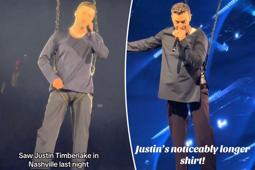 Justin Timberlake wears long shirt after concert bulge debacle