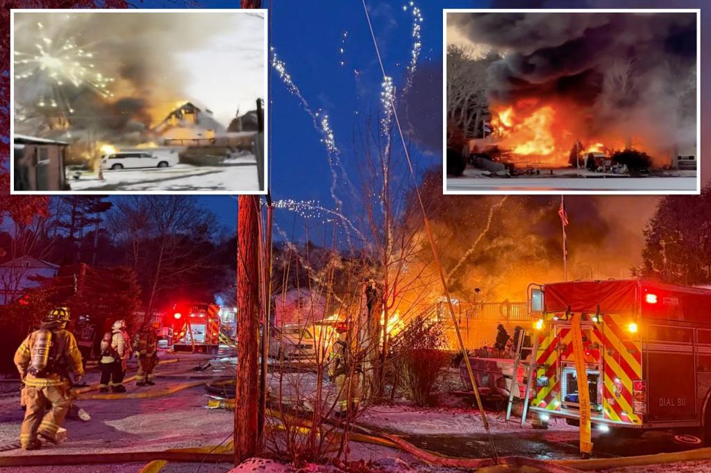 Mass. firefighters battle frigid temps — fireworks — during propane-fueled blaze