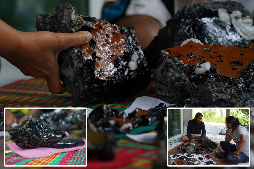 Mystery black objects that fell from the sky during a storm have left locals baffled