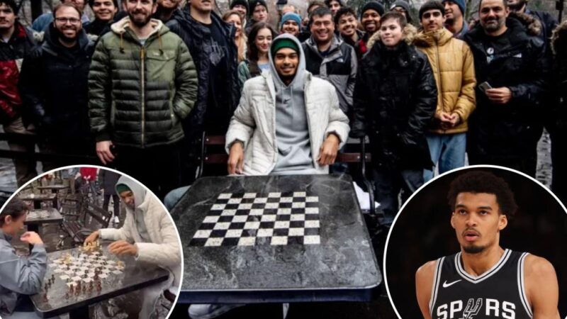 Spurs’ Victor Wembanyama plays chess at NY’s Washington Square Park