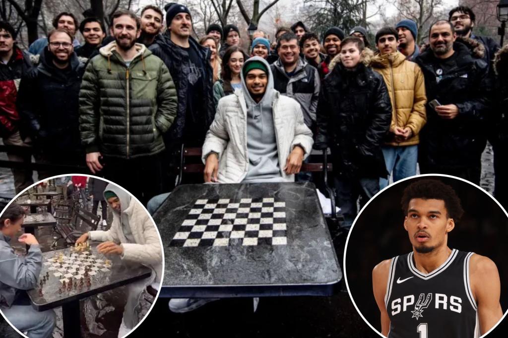 Spurs’ Victor Wembanyama plays chess at NY’s Washington Square Park