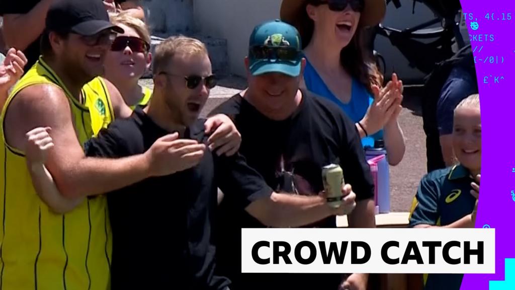 'He's held onto the ball and his beer' – watch one-handed crowd catch