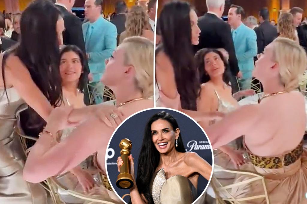 Demi Moore seemingly snubs Kylie Jenner in awkward interaction at 2025 Golden Globes