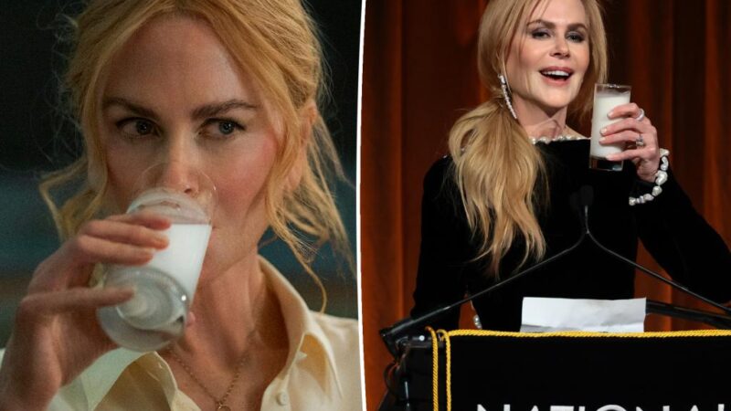 Nicole Kidman chugs glass of milk as ‘Babygirl’ nod at gala