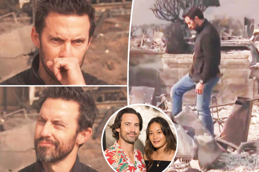 Milo Ventimiglia chokes back tears after home burns down in wildfire before wife gives birth