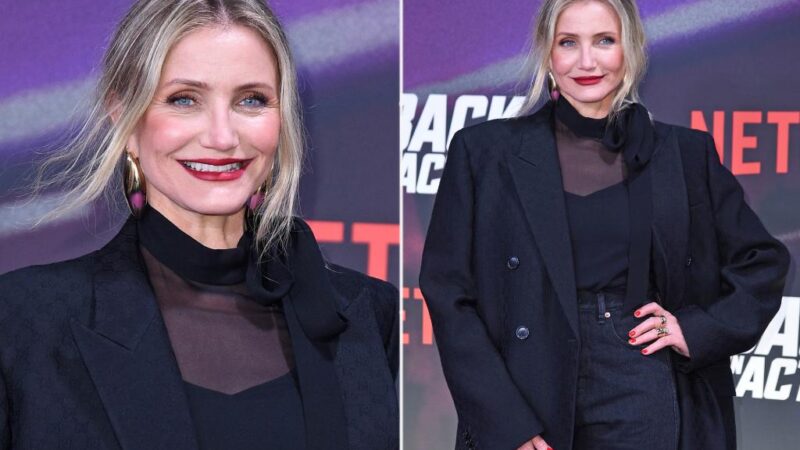 Cameron Diaz beams at her first movie premiere since retirement