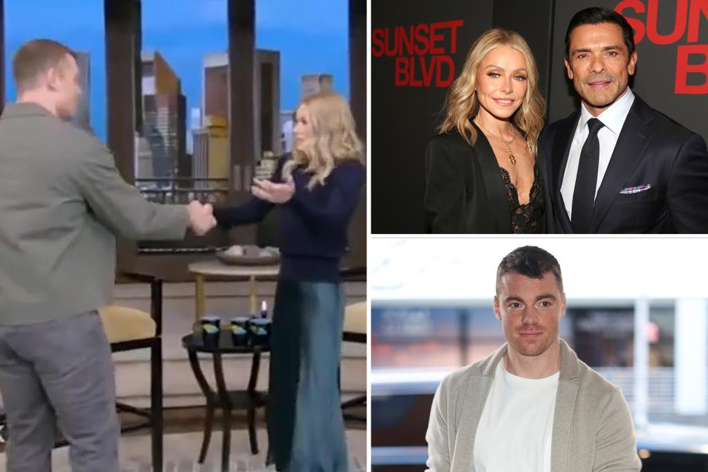 Gabriel Basso awkwardly tries not to hug Kelly Ripa