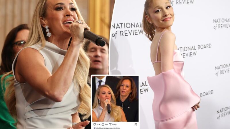 Ariana Grande likes shady post about Carrie Underwood at Trump inauguration