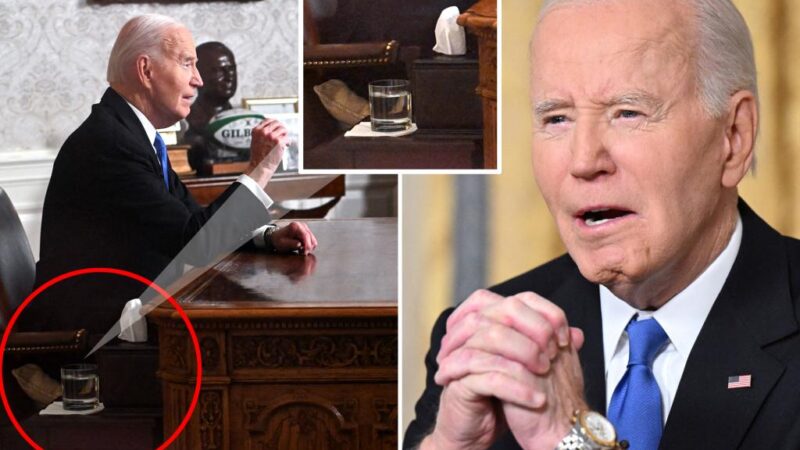 Biden sits on pillow to boost himself up during farewell address