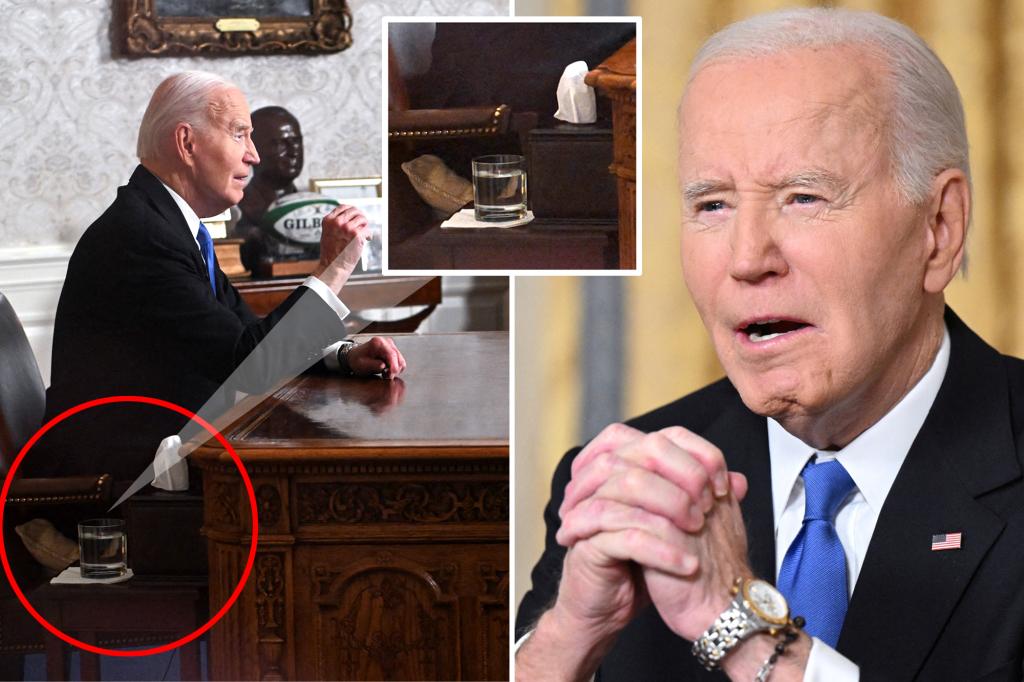 Biden sits on pillow to boost himself up during farewell address