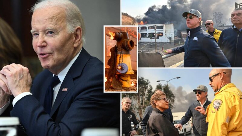 Biden tells speakers to ‘fire away!’ during LA wildfire briefing, while claiming power supply caused hydrants to run dry