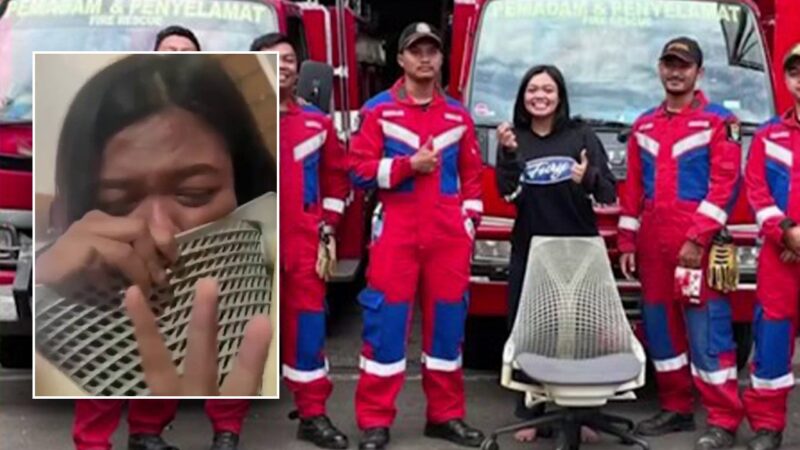 Fire department rescues Indonesian woman after nose ring gets stuck in chair